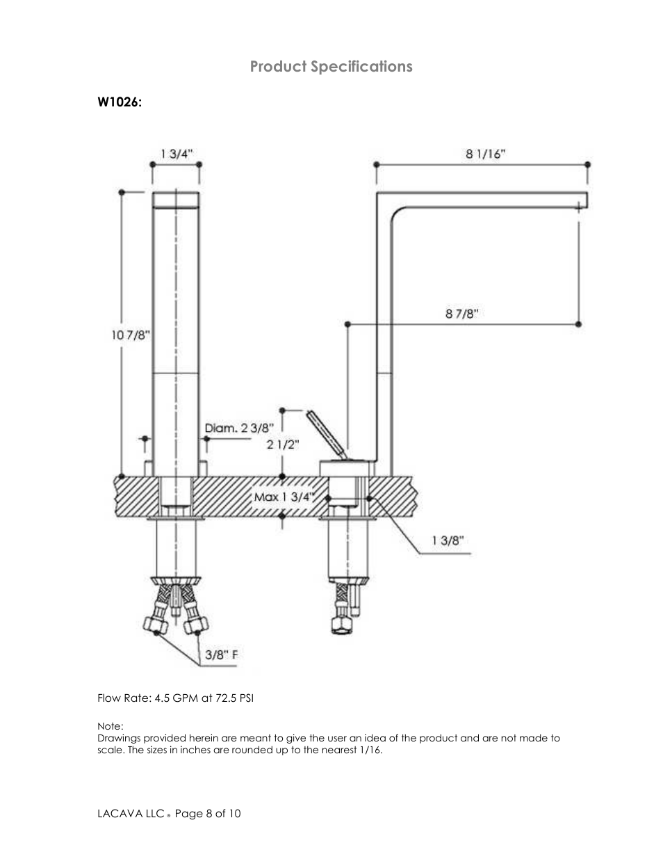 Product specifications | Lacava W1026 User Manual | Page 8 / 10