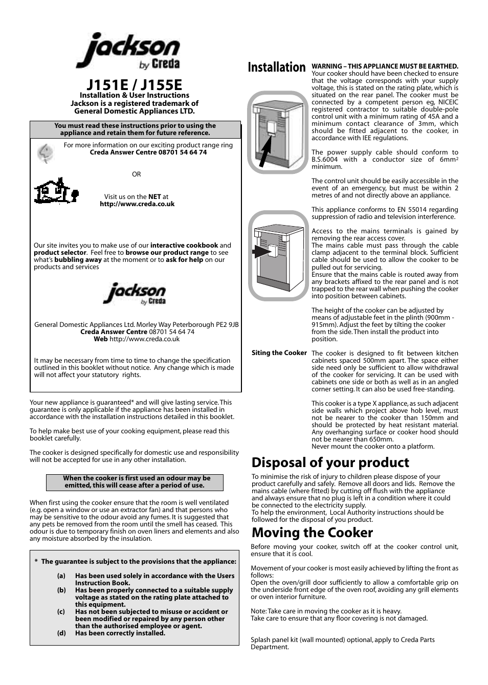 Creda JACKSON J151E User Manual | 8 pages