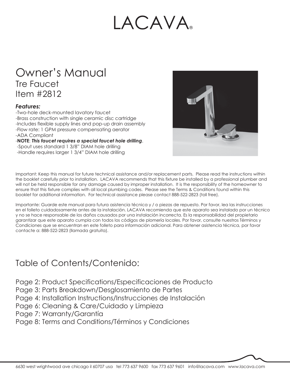 Lacava 2812 User Manual | 9 pages