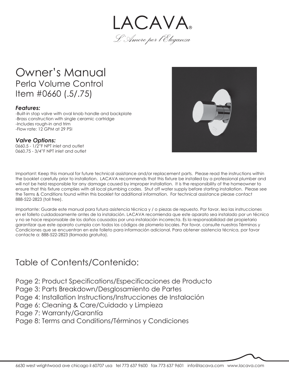 Lacava 0660 User Manual | 9 pages