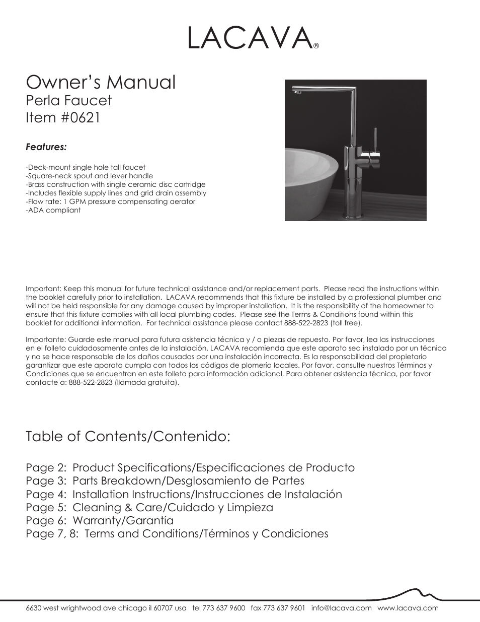 Lacava 0621 User Manual | 8 pages