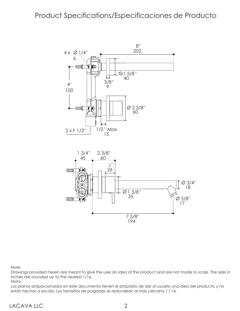 Lacava 0114SP User Manual | Page 2 / 9
