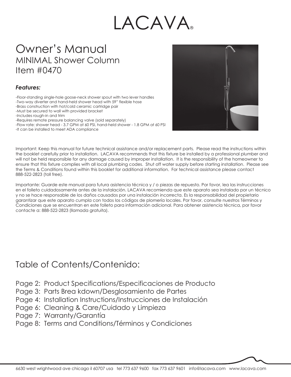 Lacava 0470 User Manual | 9 pages