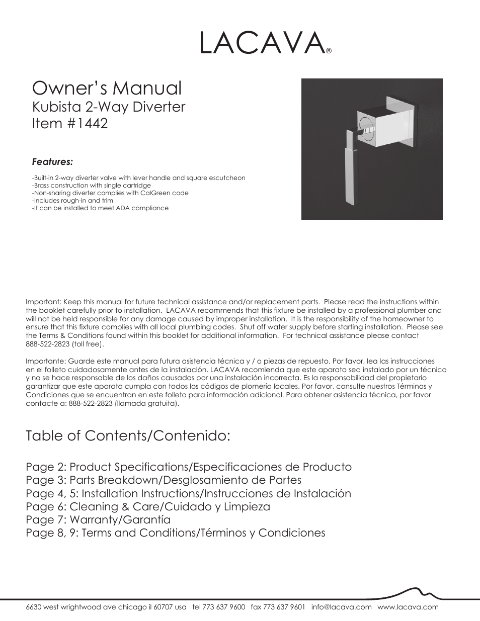 Lacava 1442 User Manual | 9 pages