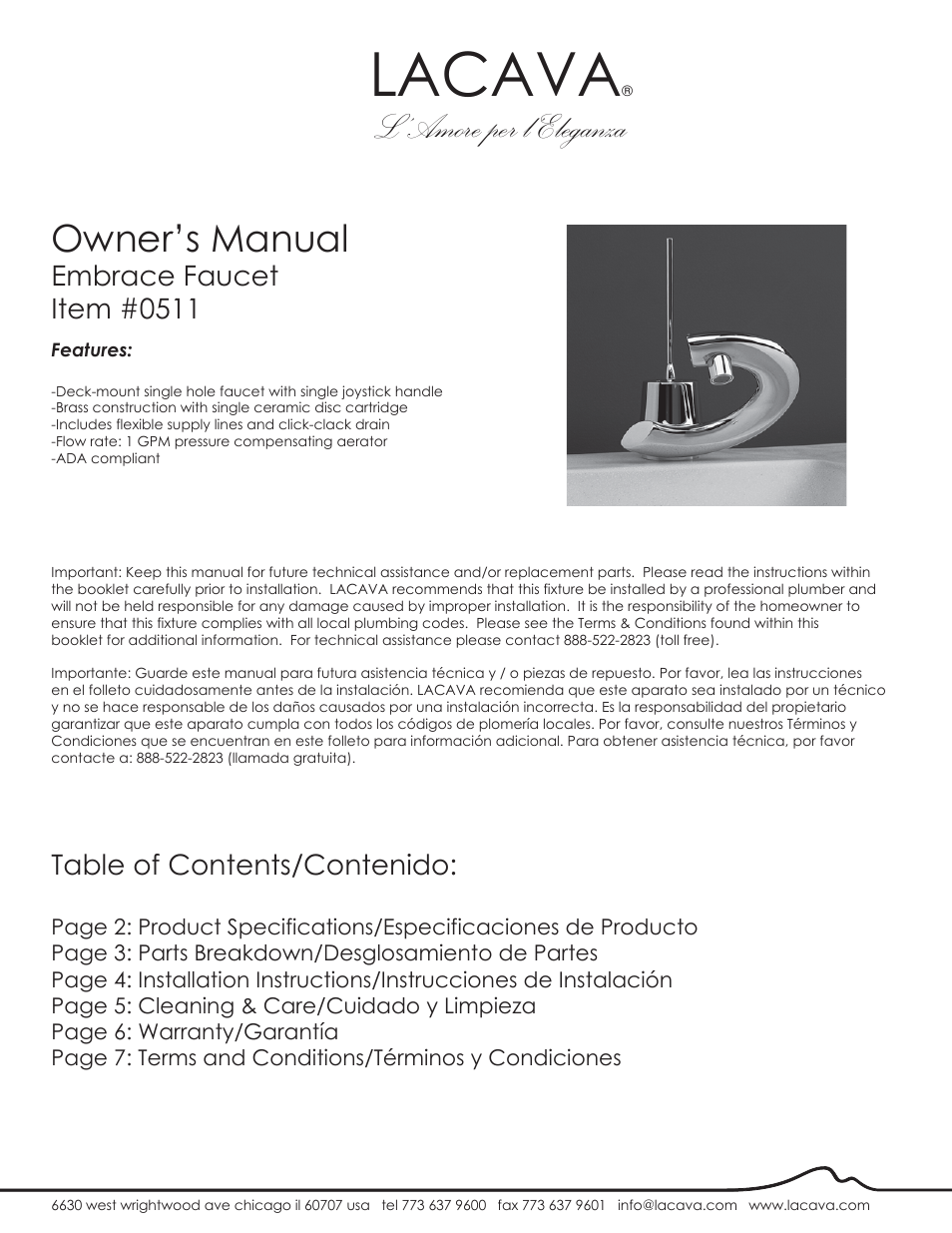 Lacava 0511 User Manual | 8 pages