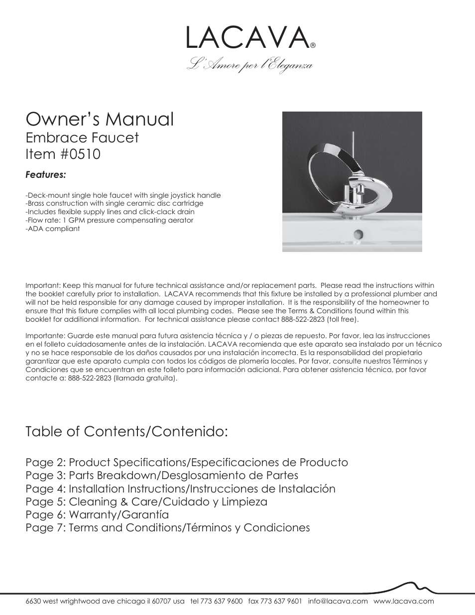 Lacava 0510 User Manual | 8 pages