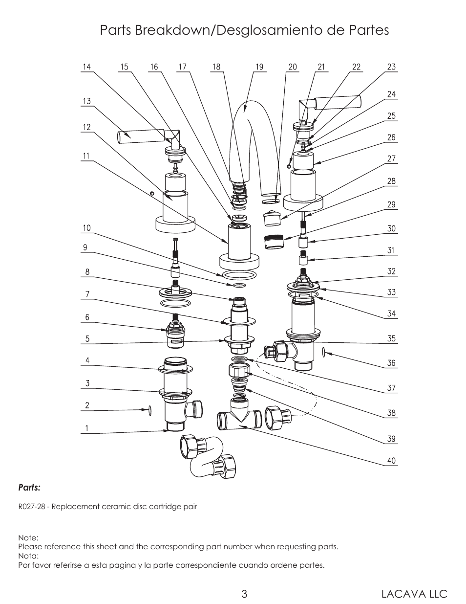 Parts breakdown/desglosamiento de partes | Lacava 1593 User Manual | Page 3 / 9