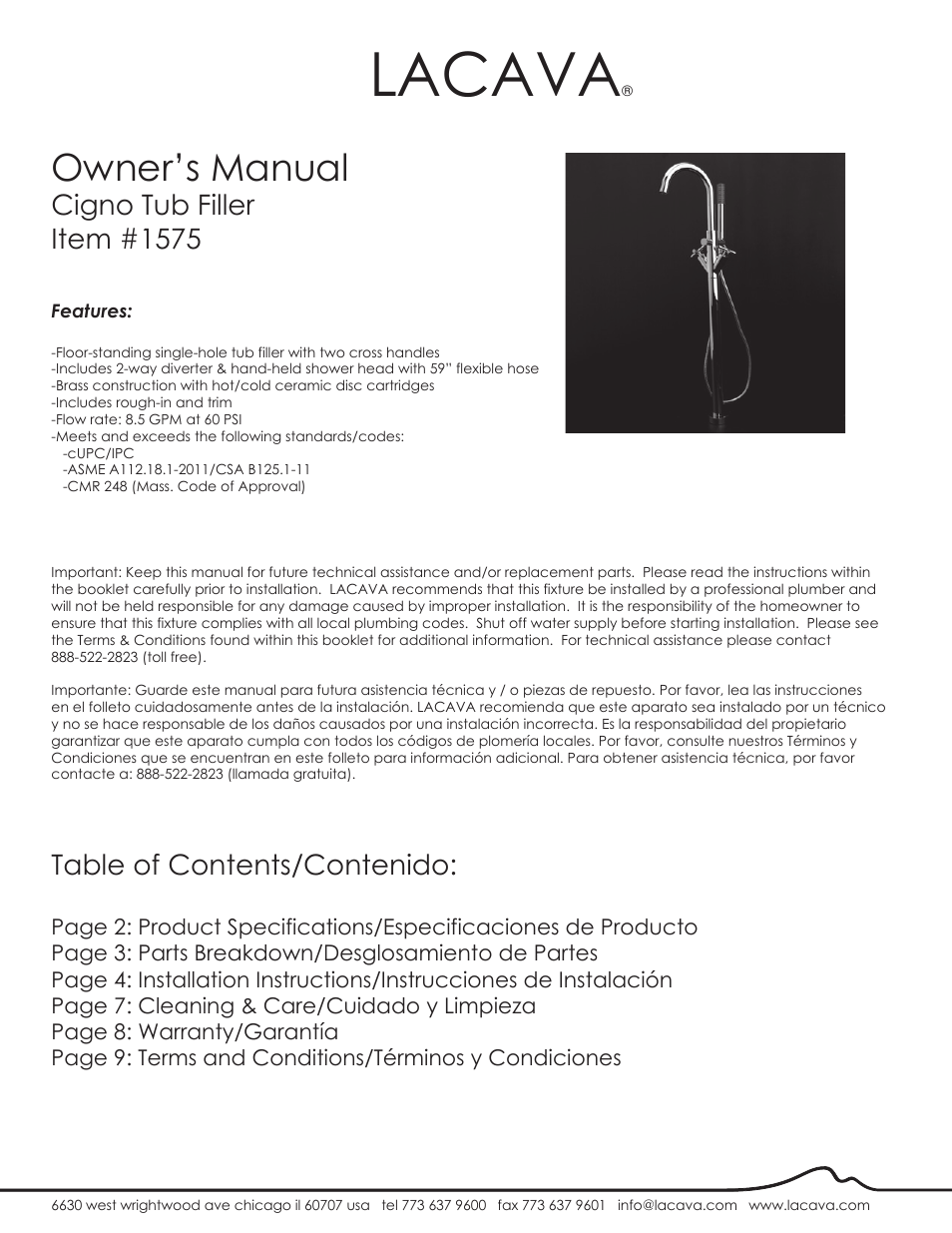 Lacava 1575 User Manual | 10 pages