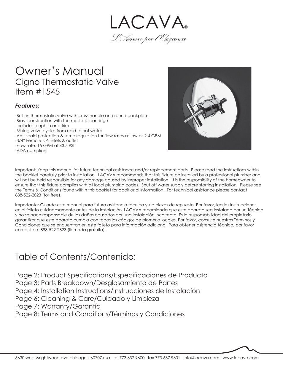 Lacava 1545 User Manual | 9 pages