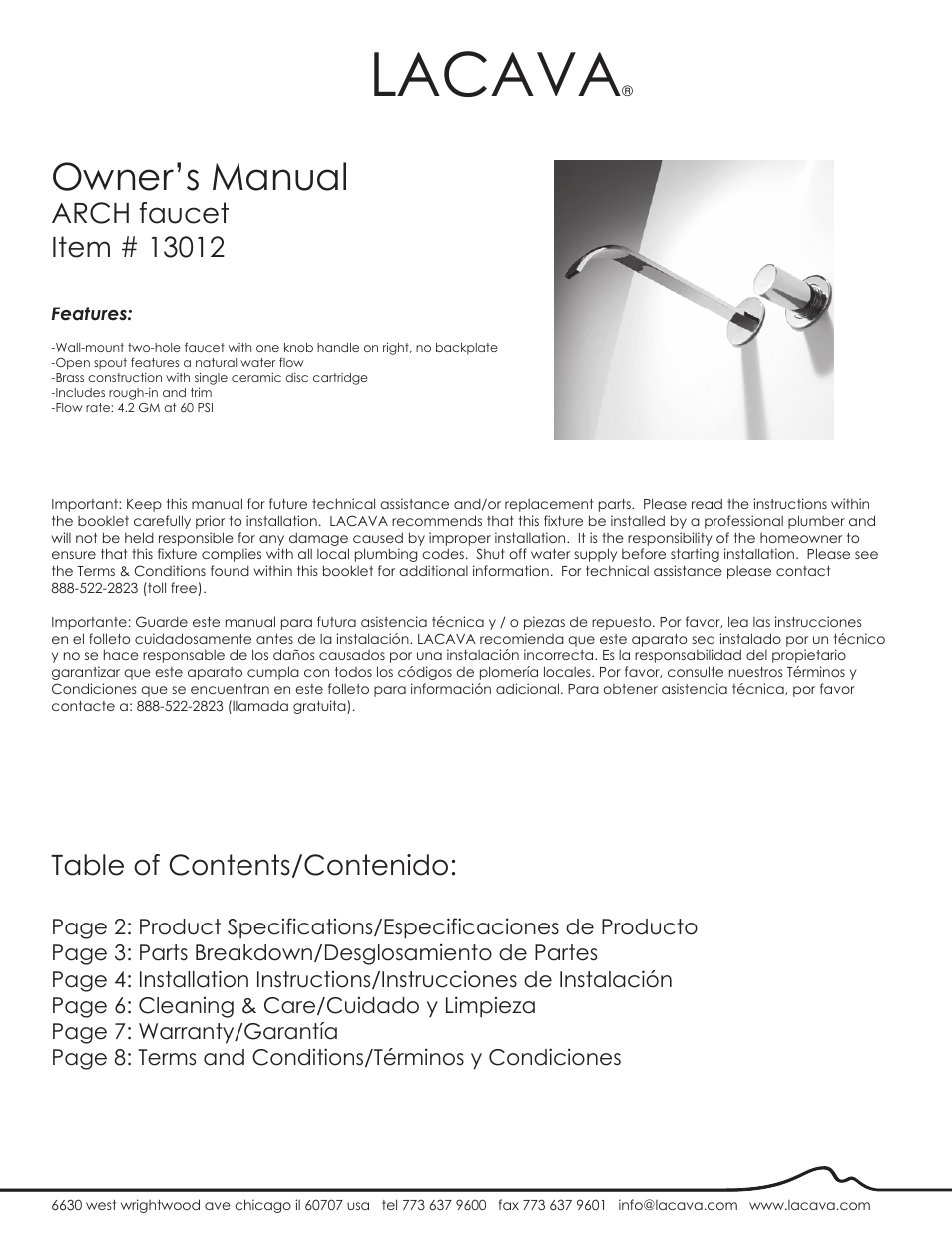 Lacava 13012 User Manual | 8 pages