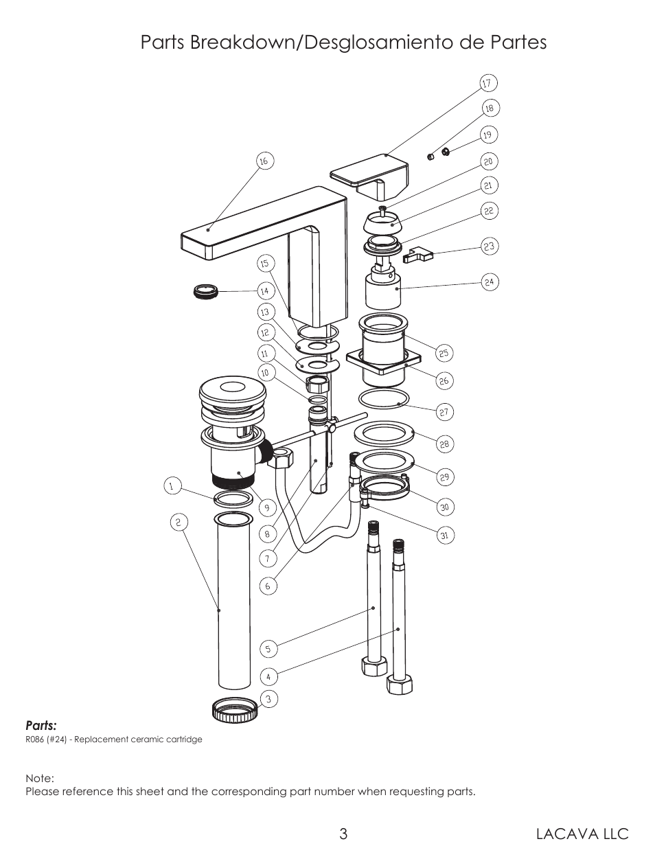 Parts breakdown/desglosamiento de partes | Lacava 1812 User Manual | Page 3 / 8