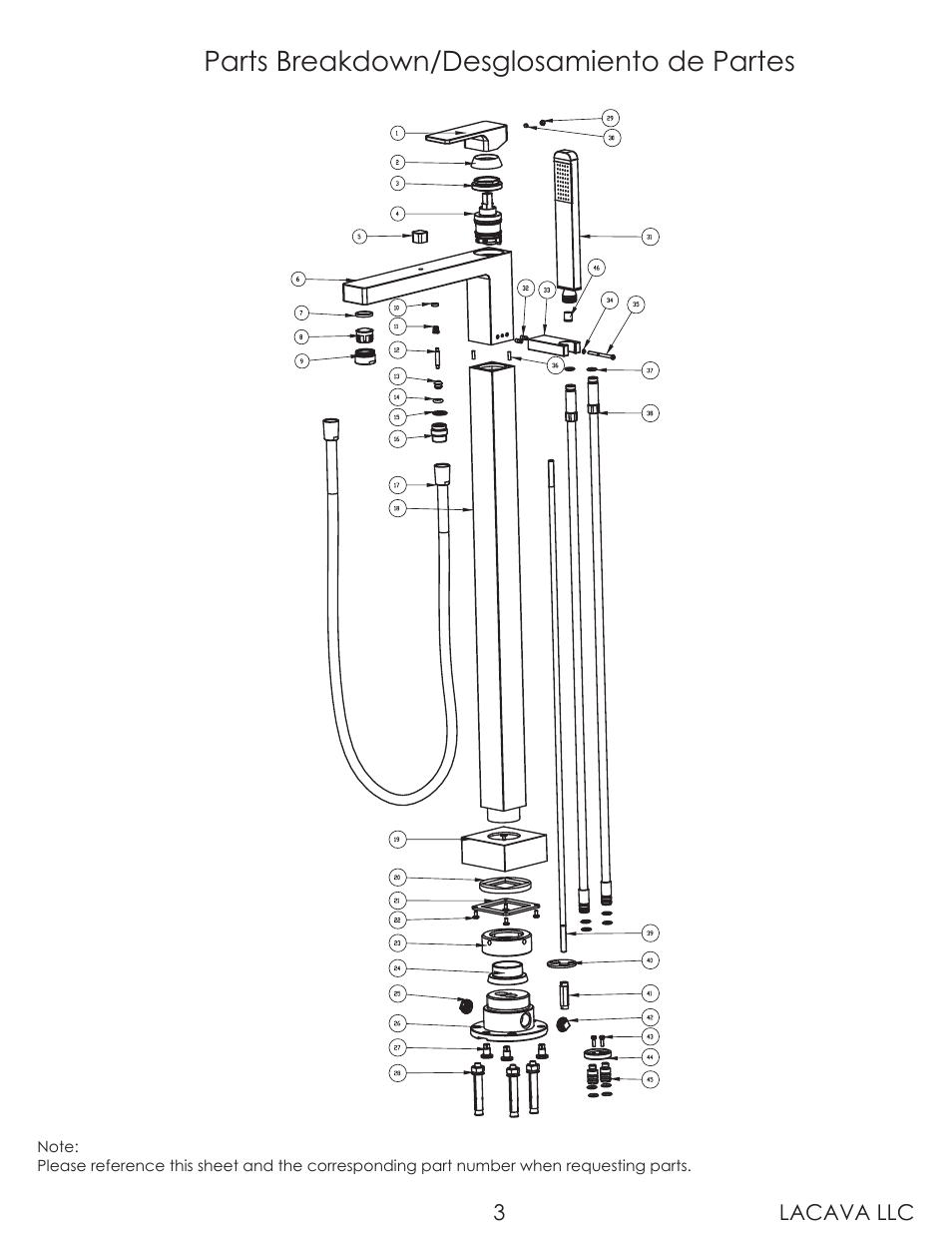 Parts breakdown/desglosamiento de partes | Lacava 1895 User Manual | Page 3 / 10