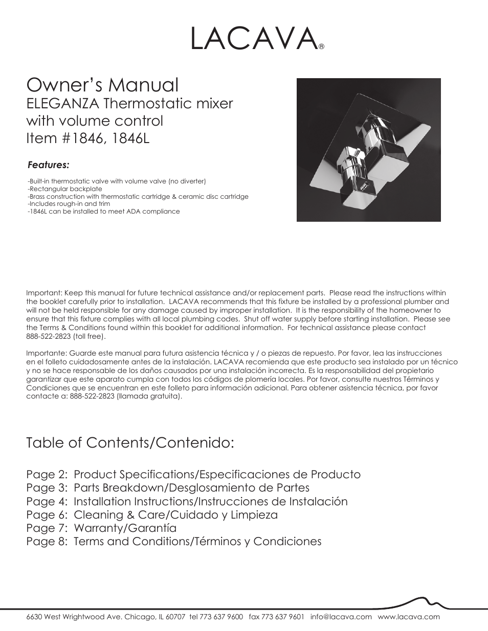 Lacava 1846 User Manual | 9 pages