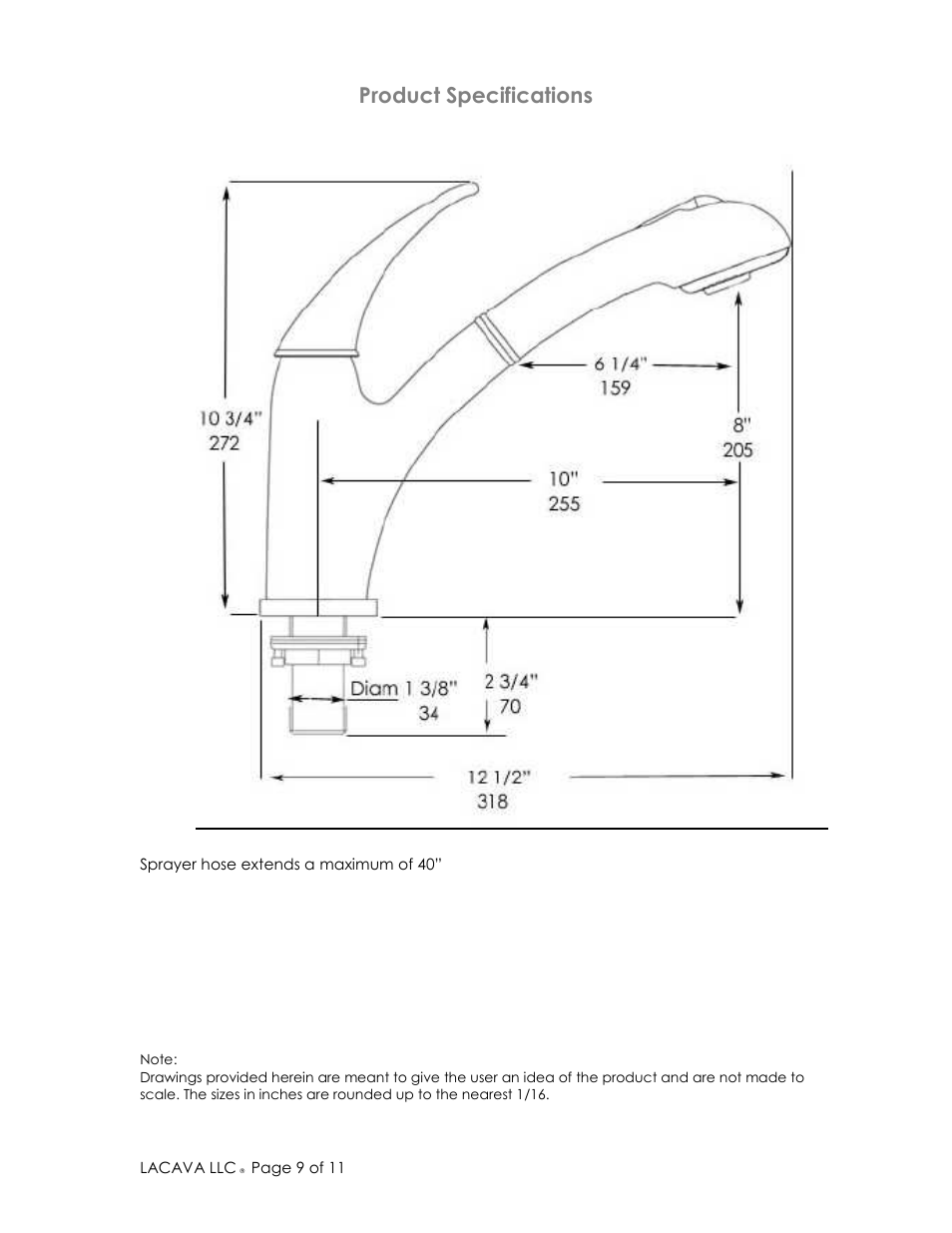 Product specifications | Lacava 1900 User Manual | Page 9 / 11