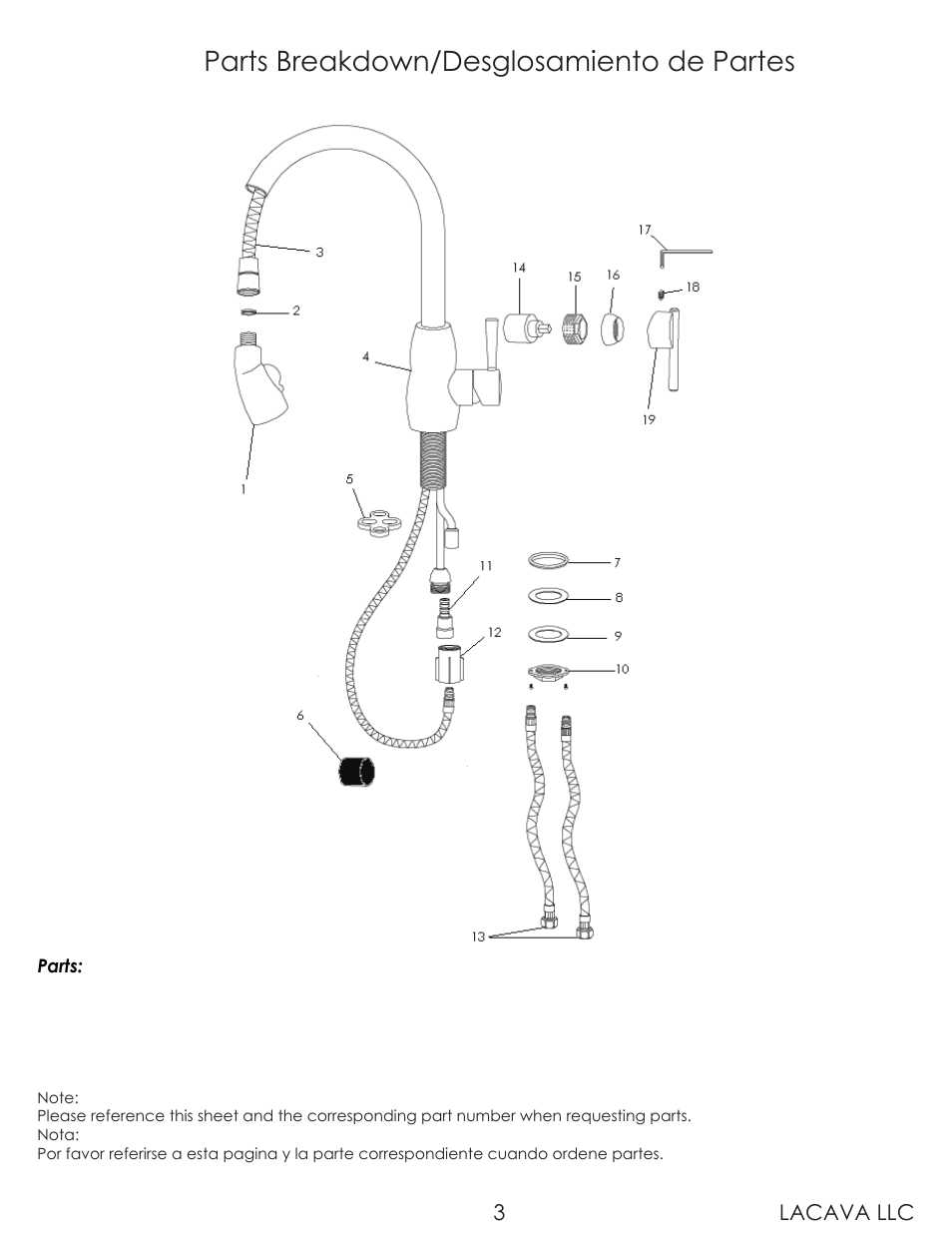 Parts breakdown/desglosamiento de partes | Lacava 1910 User Manual | Page 3 / 10