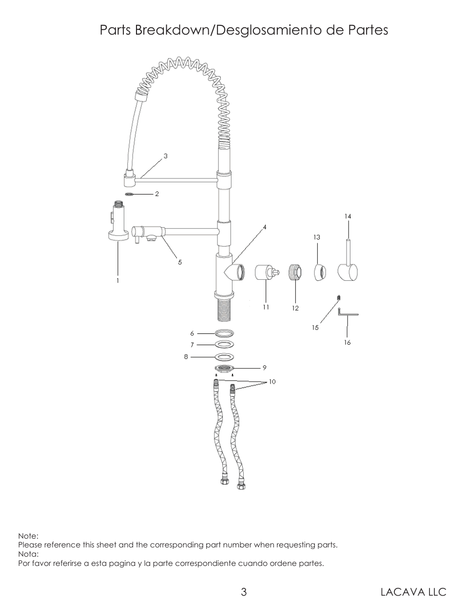 Parts breakdown/desglosamiento de partes | Lacava 1920 User Manual | Page 3 / 8