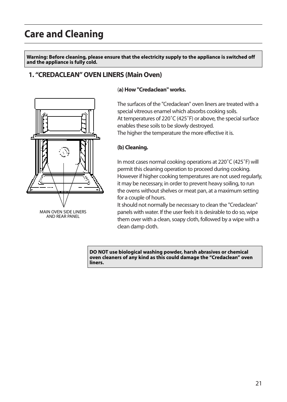 Care and cleaning | Creda S220E User Manual | Page 21 / 32