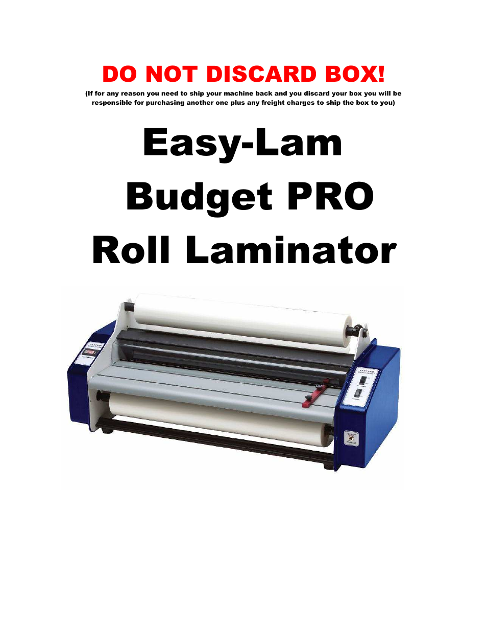 Laminator Direct EZ-LAM Budget PRO User Manual | 15 pages