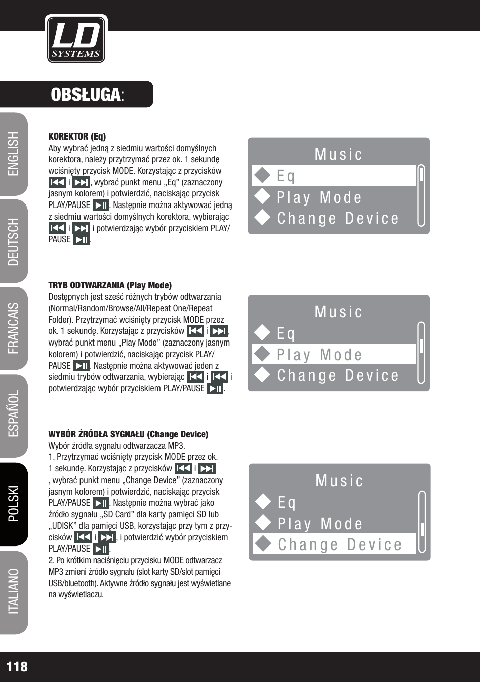 Bluetooth, Obsługa | LD Systems ROADJACK 10 User Manual | Page 118 / 160