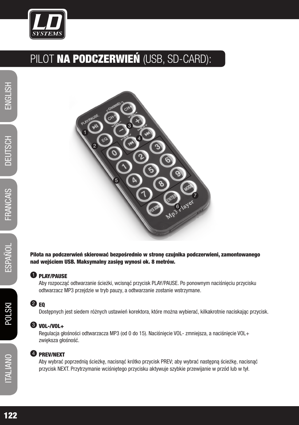 Pilot na podczerwień (usb, sd-card) | LD Systems ROADJACK 10 User Manual | Page 122 / 160