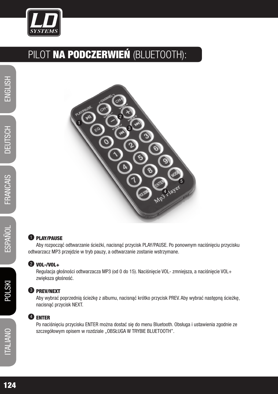 Pilot na podczerwień (bluetooth) | LD Systems ROADJACK 10 User Manual | Page 124 / 160