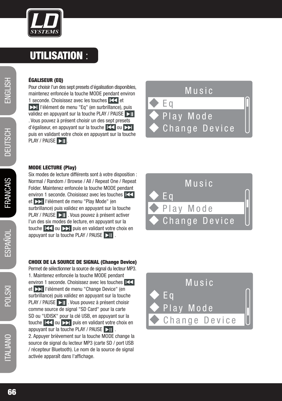 Bluetooth, Utilisation | LD Systems ROADJACK 10 User Manual | Page 66 / 160