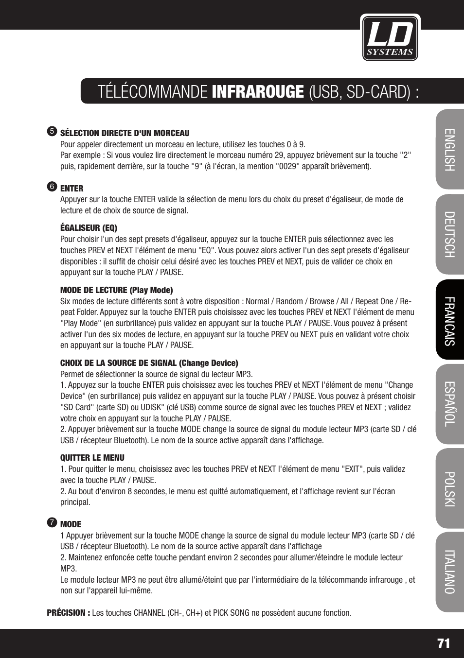 LD Systems ROADJACK 10 User Manual | Page 71 / 160
