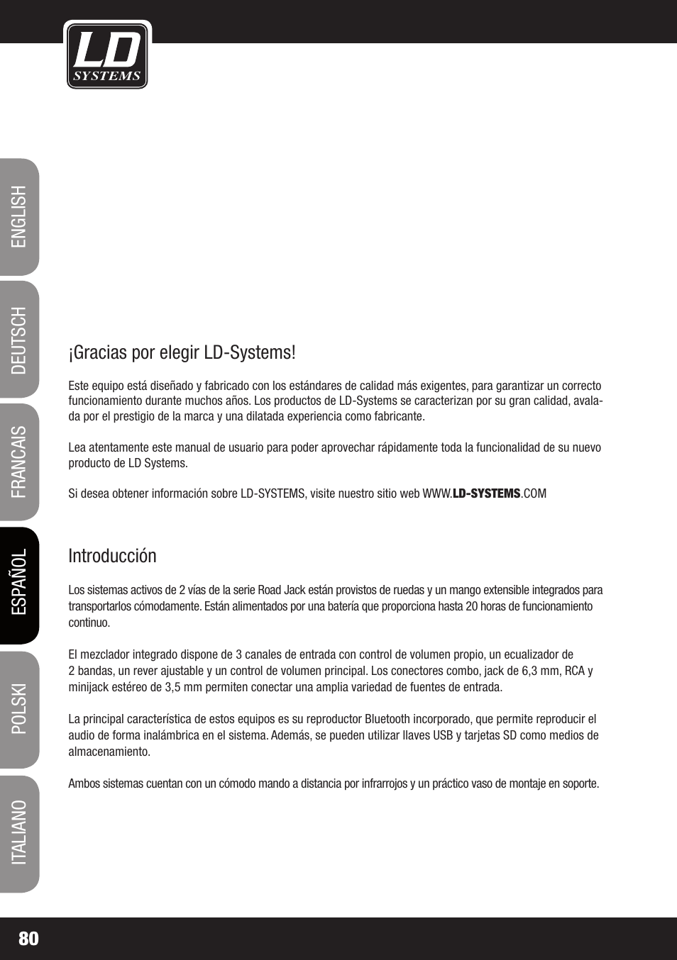LD Systems ROADJACK 10 User Manual | Page 80 / 160