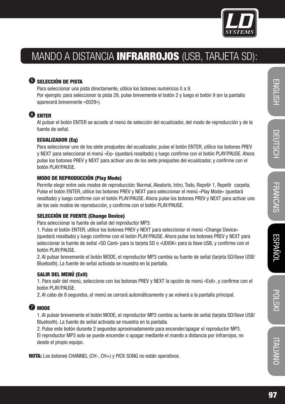 LD Systems ROADJACK 10 User Manual | Page 97 / 160