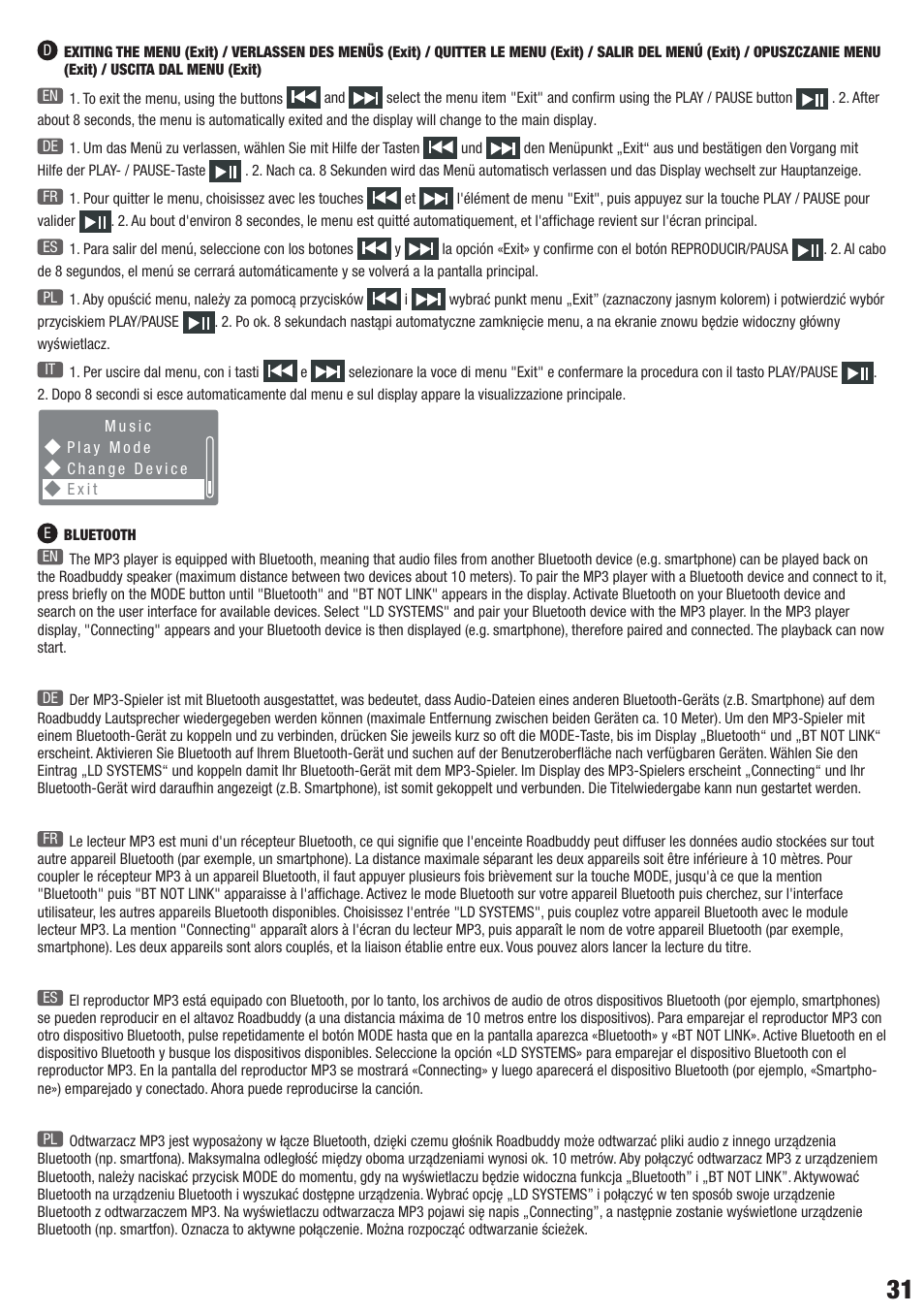 Bluetooth | LD Systems ROADBUDDY 10 User Manual | Page 31 / 60