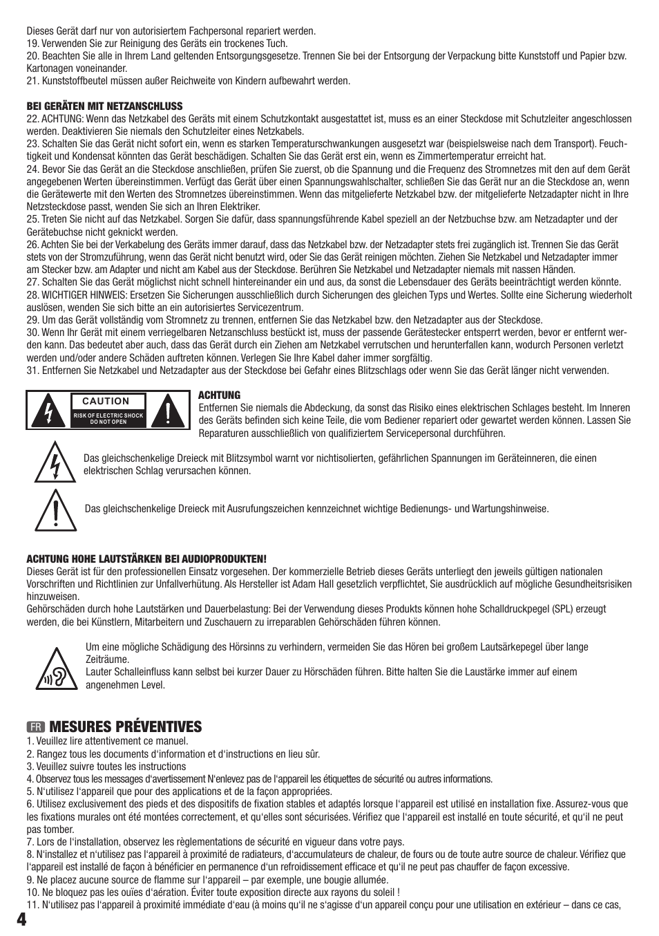 Mesures préventives | LD Systems ROADBUDDY 10 User Manual | Page 4 / 60