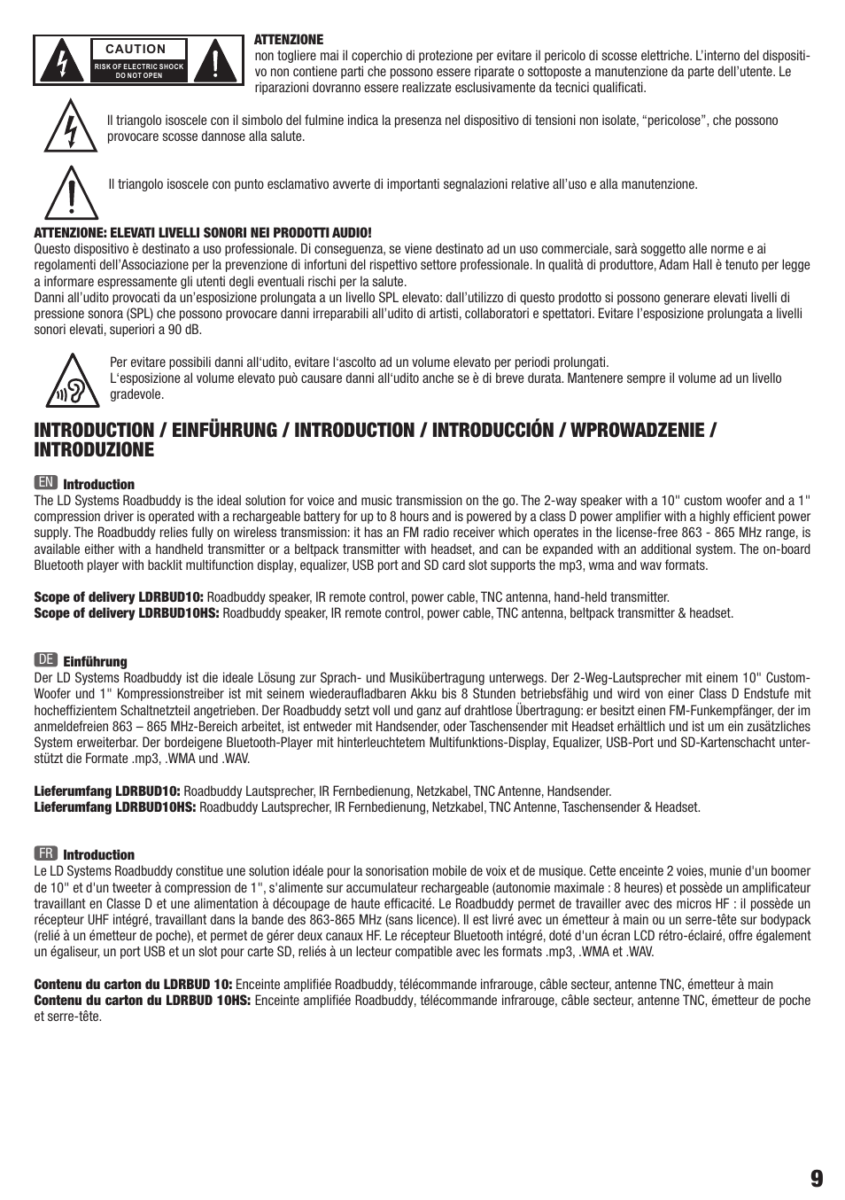 LD Systems ROADBUDDY 10 User Manual | Page 9 / 60