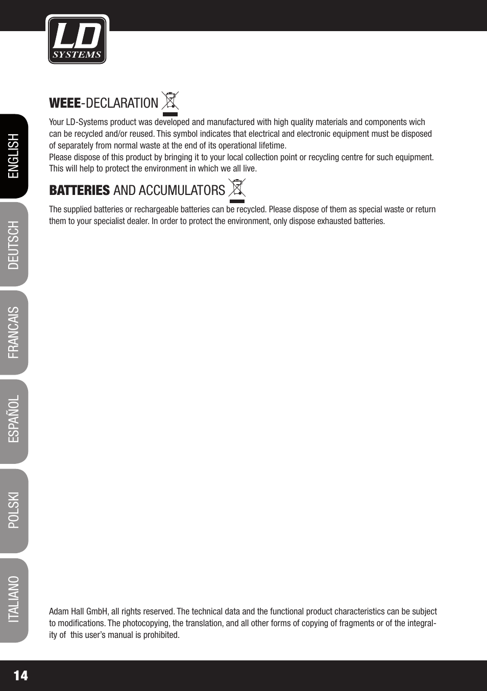 LD Systems CDMP 1 User Manual | Page 14 / 86