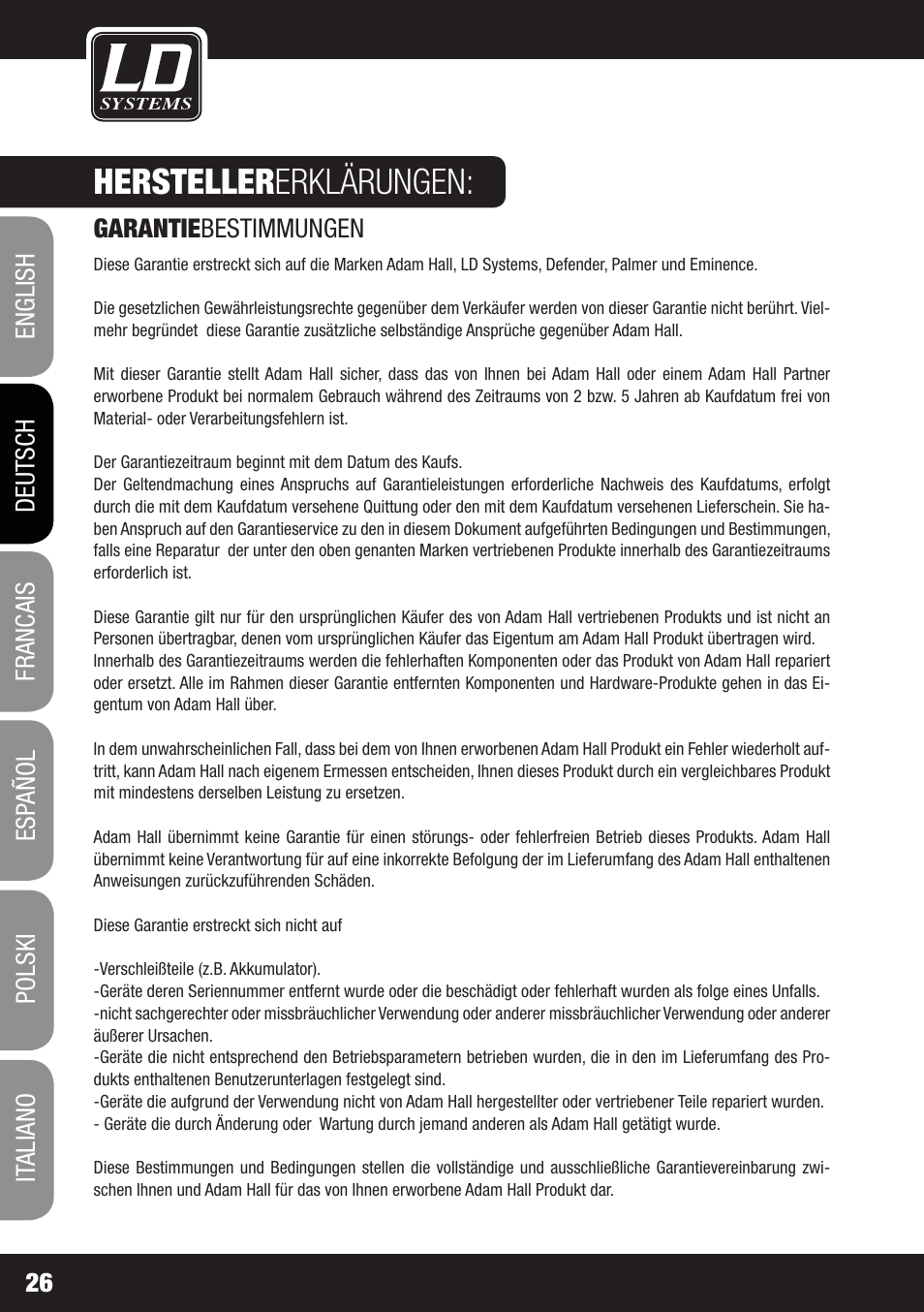 Hersteller erklärungen | LD Systems CDMP 1 User Manual | Page 26 / 86