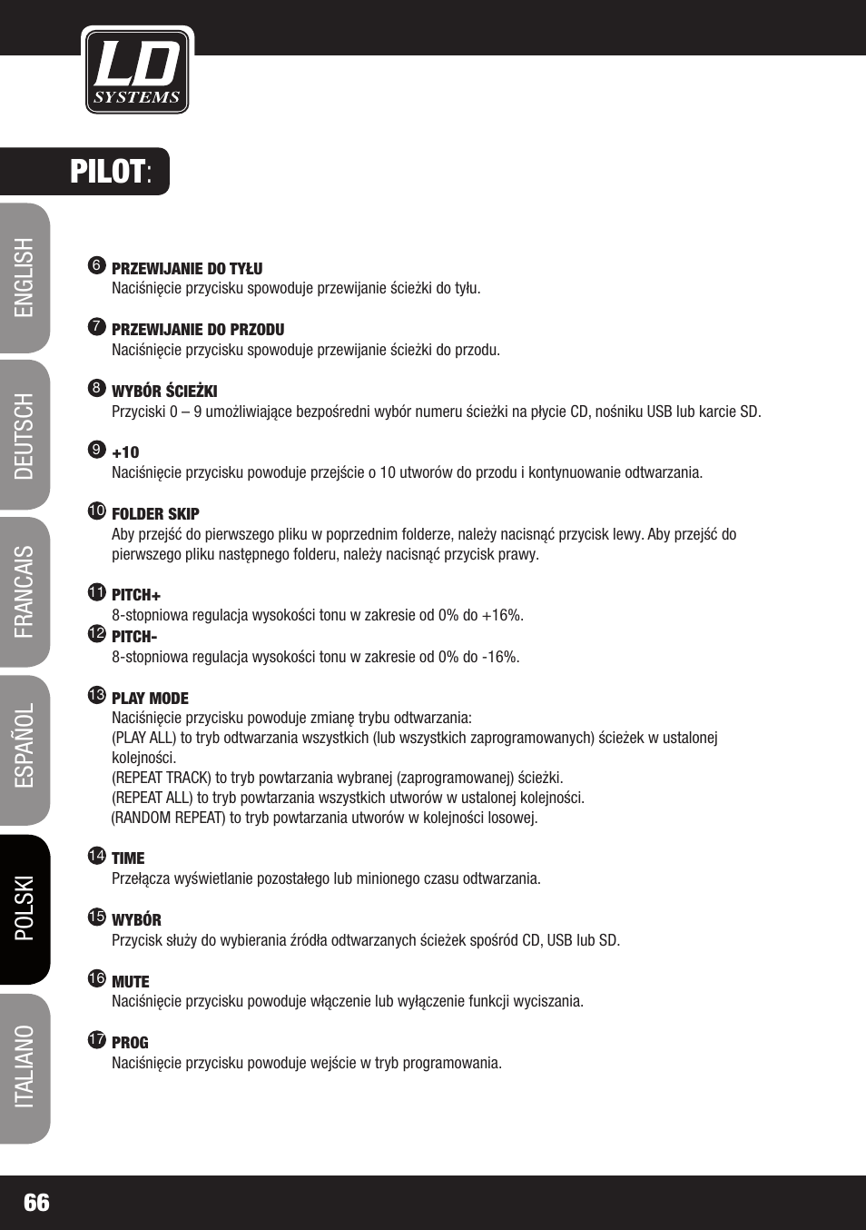 Pilot | LD Systems CDMP 1 User Manual | Page 66 / 86