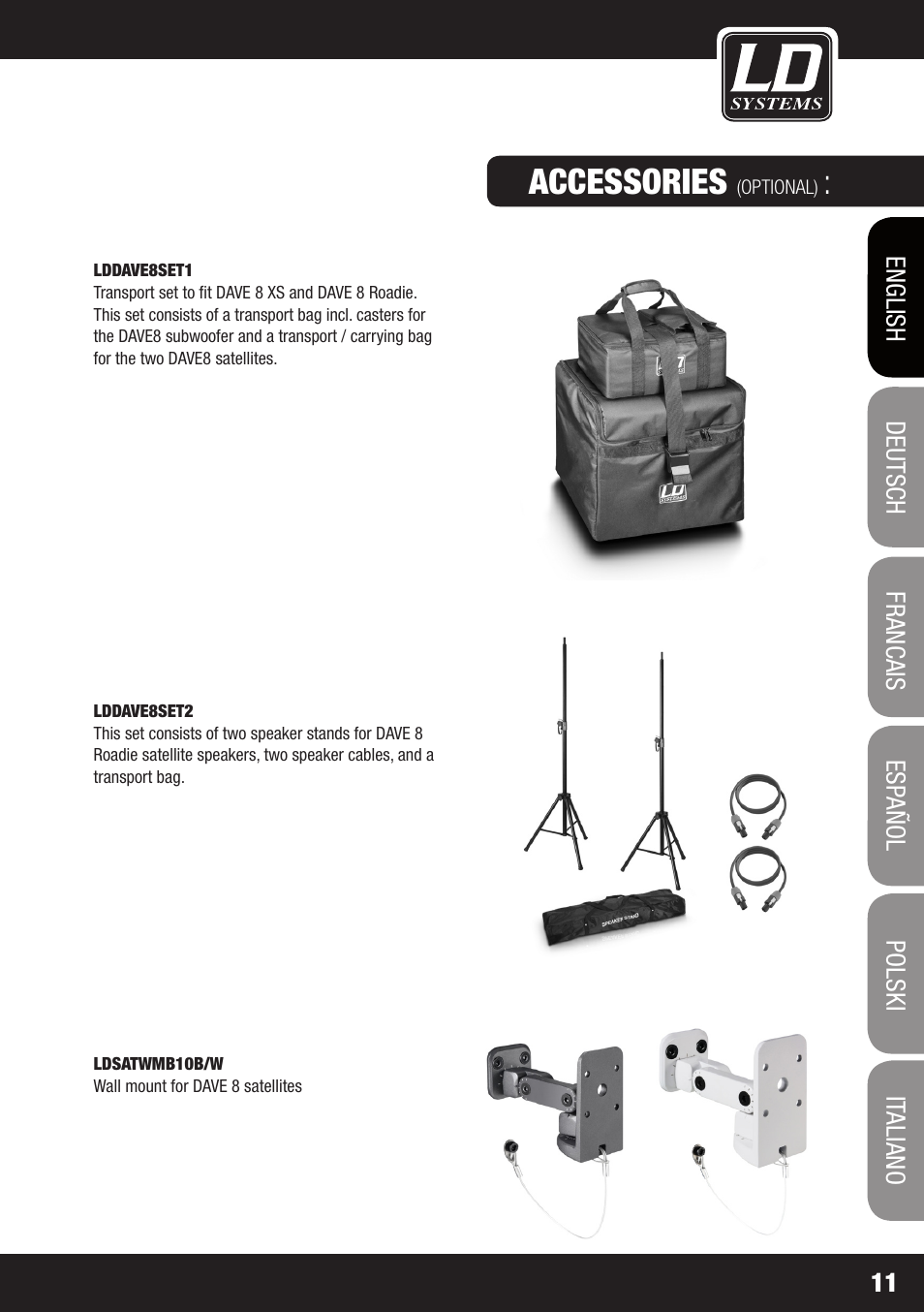 Accessories | LD Systems DAVE 8 ROADIE User Manual | Page 11 / 100