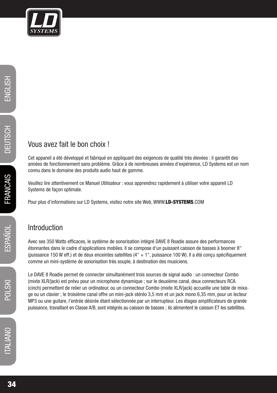 LD Systems DAVE 8 ROADIE User Manual | Page 34 / 100