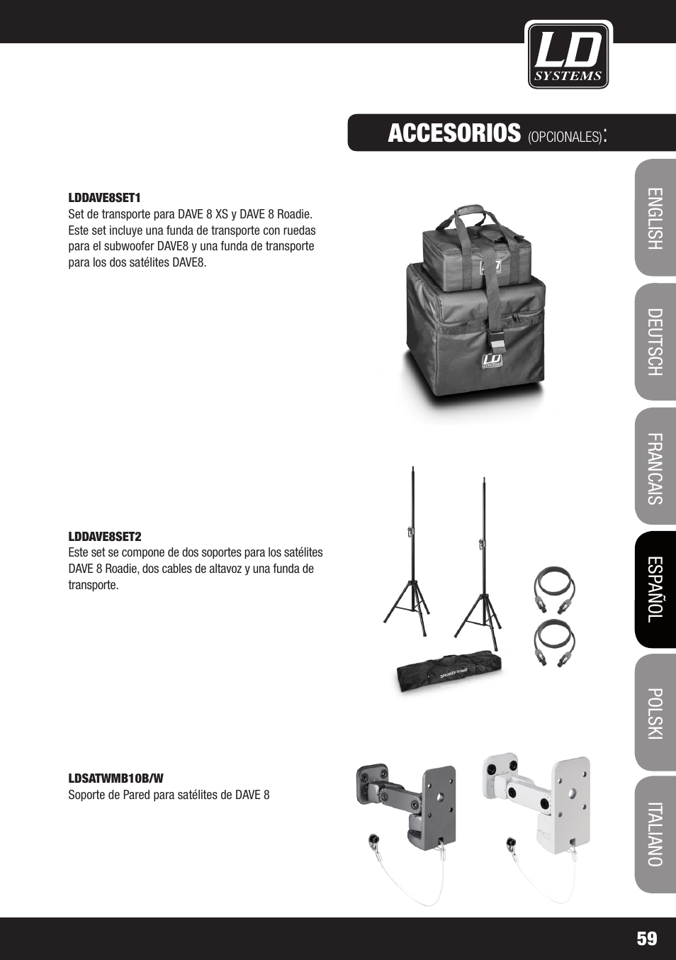 Accesorios | LD Systems DAVE 8 ROADIE User Manual | Page 59 / 100