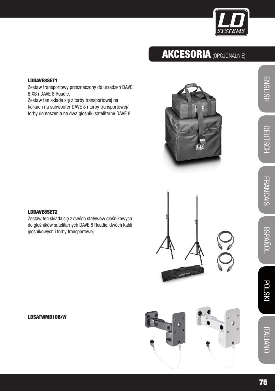 Akcesoria | LD Systems DAVE 8 ROADIE User Manual | Page 75 / 100