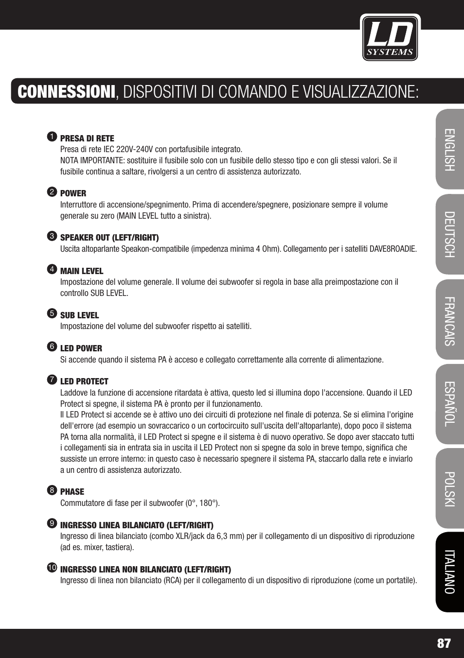 LD Systems DAVE 8 ROADIE User Manual | Page 87 / 100