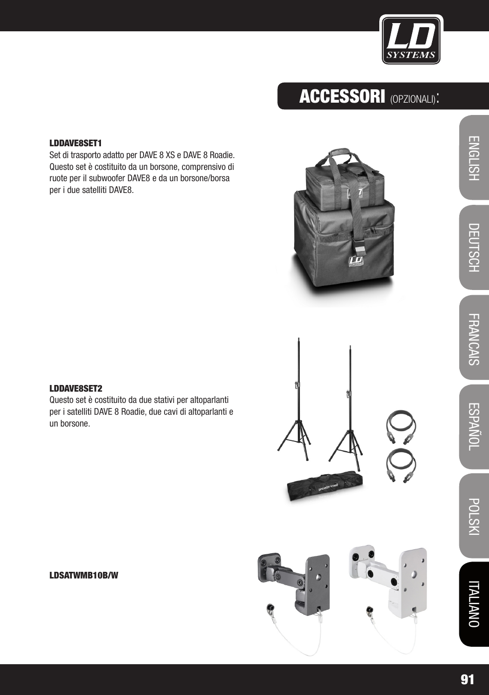 Accessori | LD Systems DAVE 8 ROADIE User Manual | Page 91 / 100