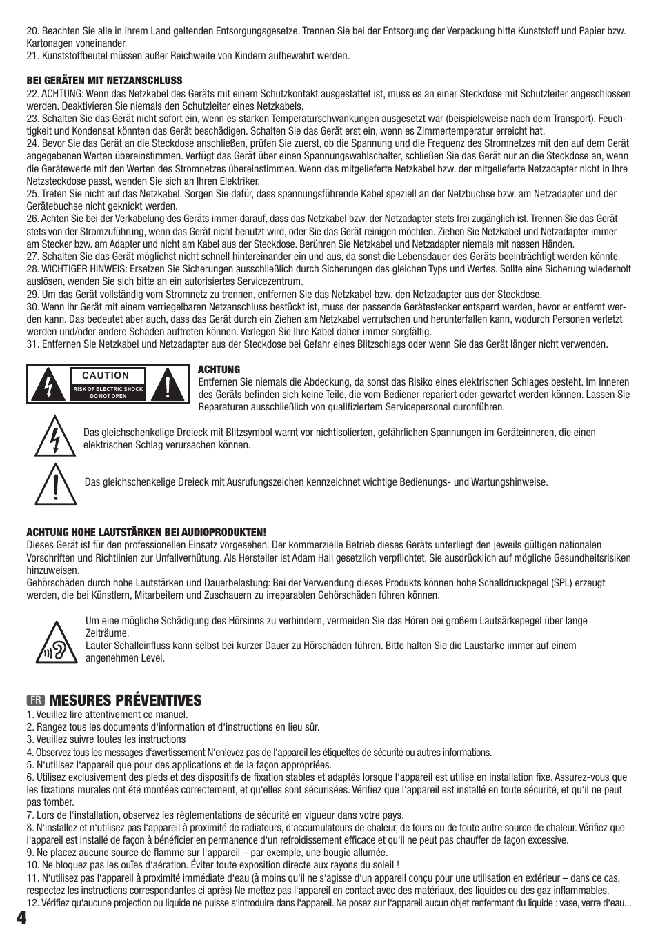 Mesures préventives | LD Systems DAVE 18 G3 User Manual | Page 4 / 32