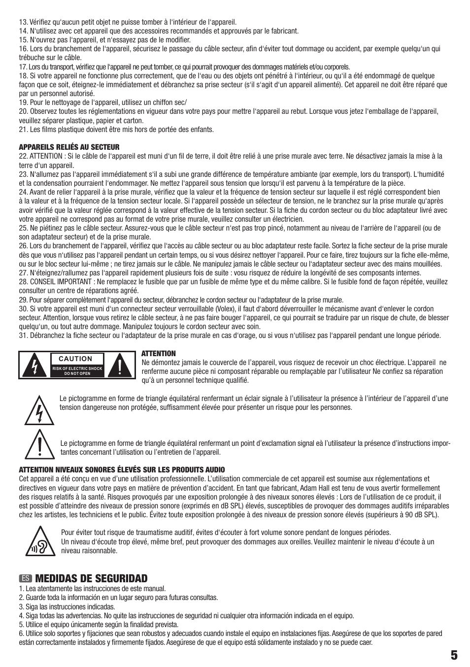 Medidas de seguridad | LD Systems DAVE 18 G3 User Manual | Page 5 / 32