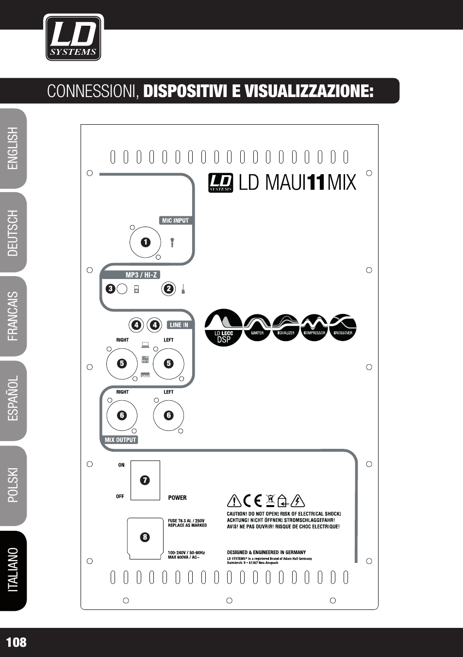 Connessioni, dispositivi e visualizzazione | LD Systems MAUI 11 MIX W User Manual | Page 108 / 124