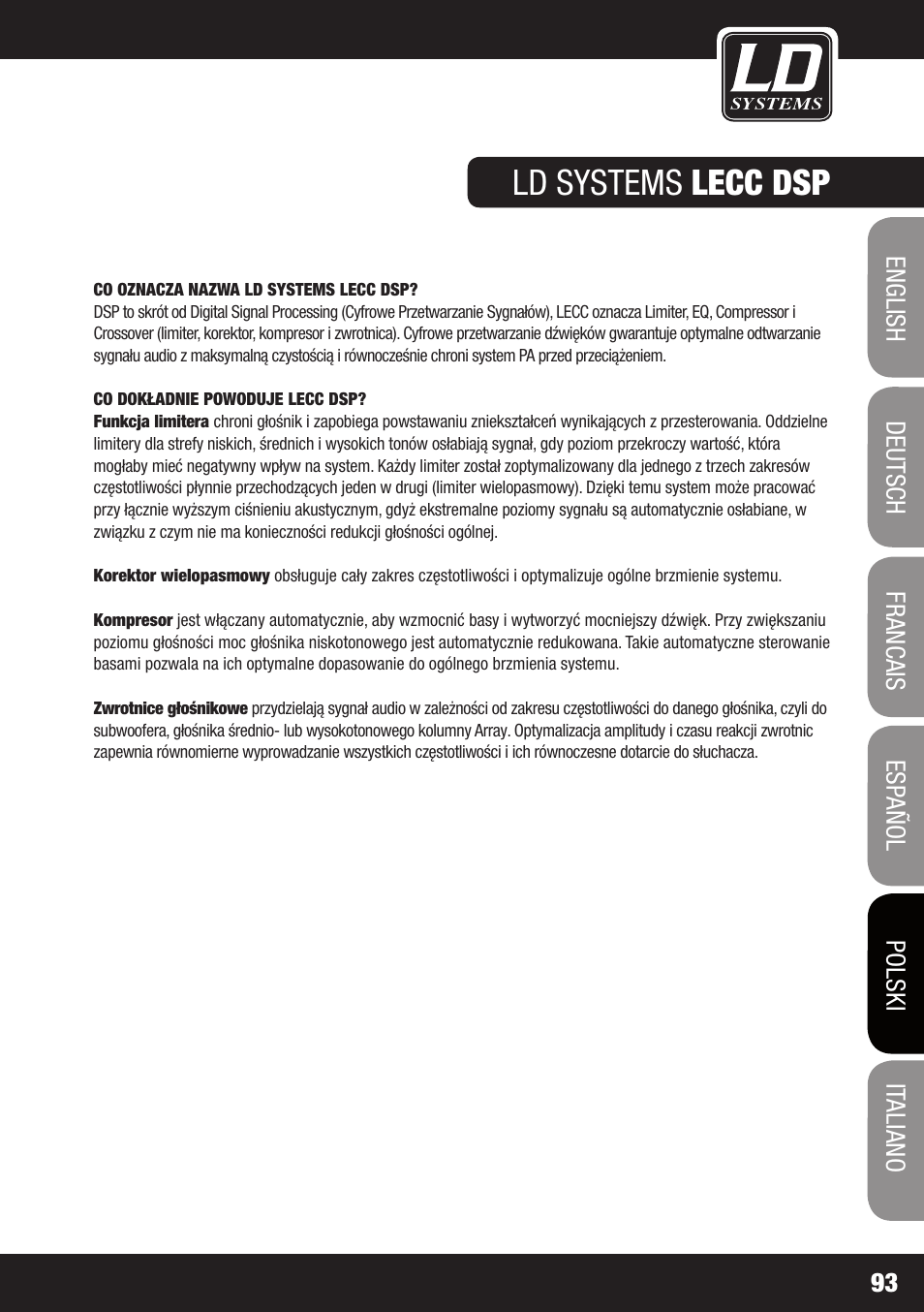 Ld systems lecc dsp | LD Systems MAUI 11 MIX W User Manual | Page 93 / 124