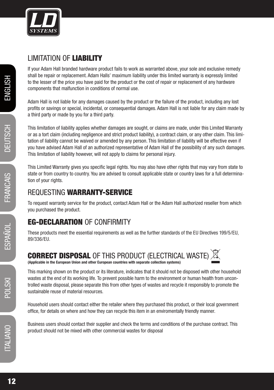 LD Systems MAUI 28 W User Manual | Page 12 / 74