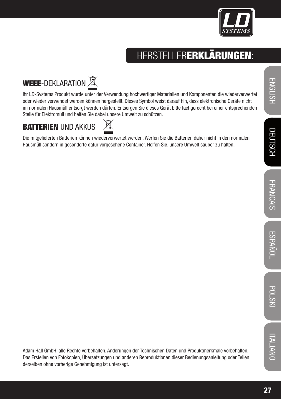Hersteller erklärungen | LD Systems MAUI 28 W User Manual | Page 25 / 74