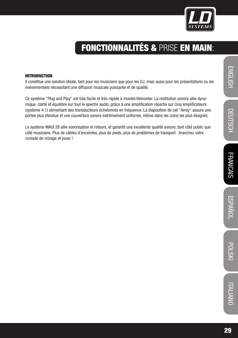 Fonctionnalités & prise en main | LD Systems MAUI 28 W User Manual | Page 29 / 74