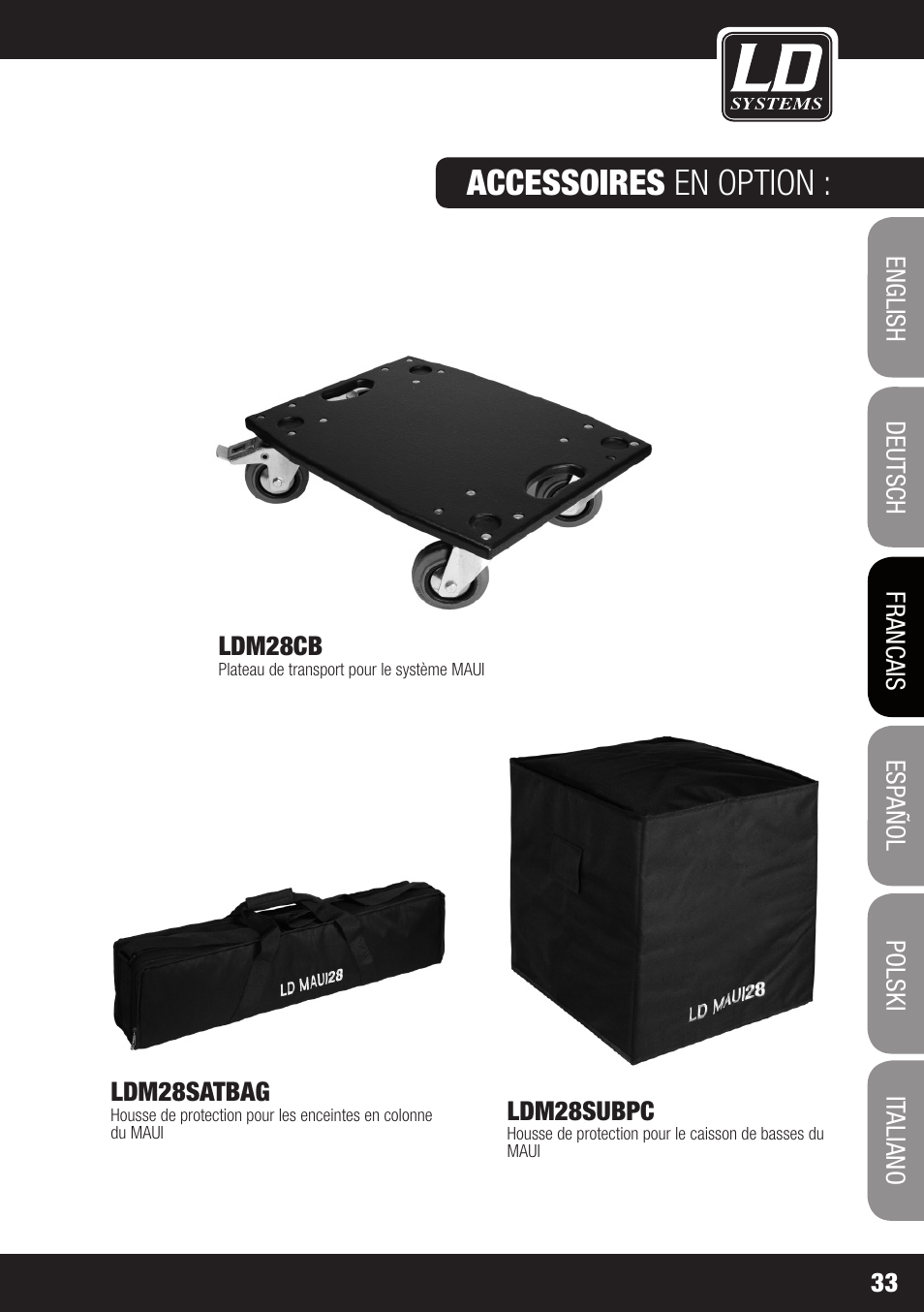 Accessoires en option | LD Systems MAUI 28 W User Manual | Page 33 / 74