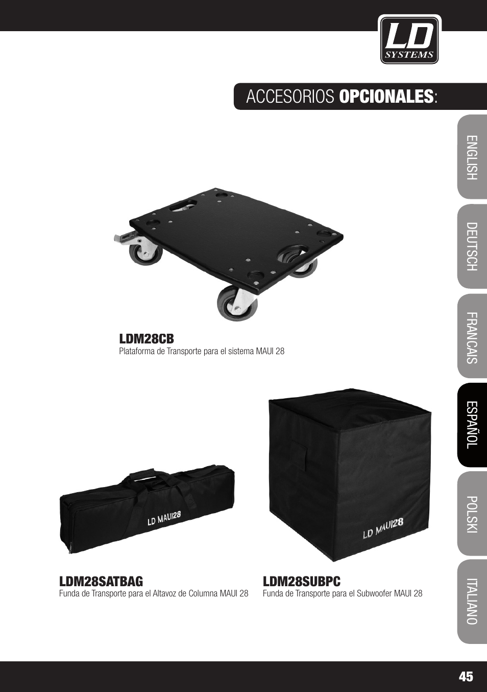 Accesorios opcionales | LD Systems MAUI 28 W User Manual | Page 45 / 74